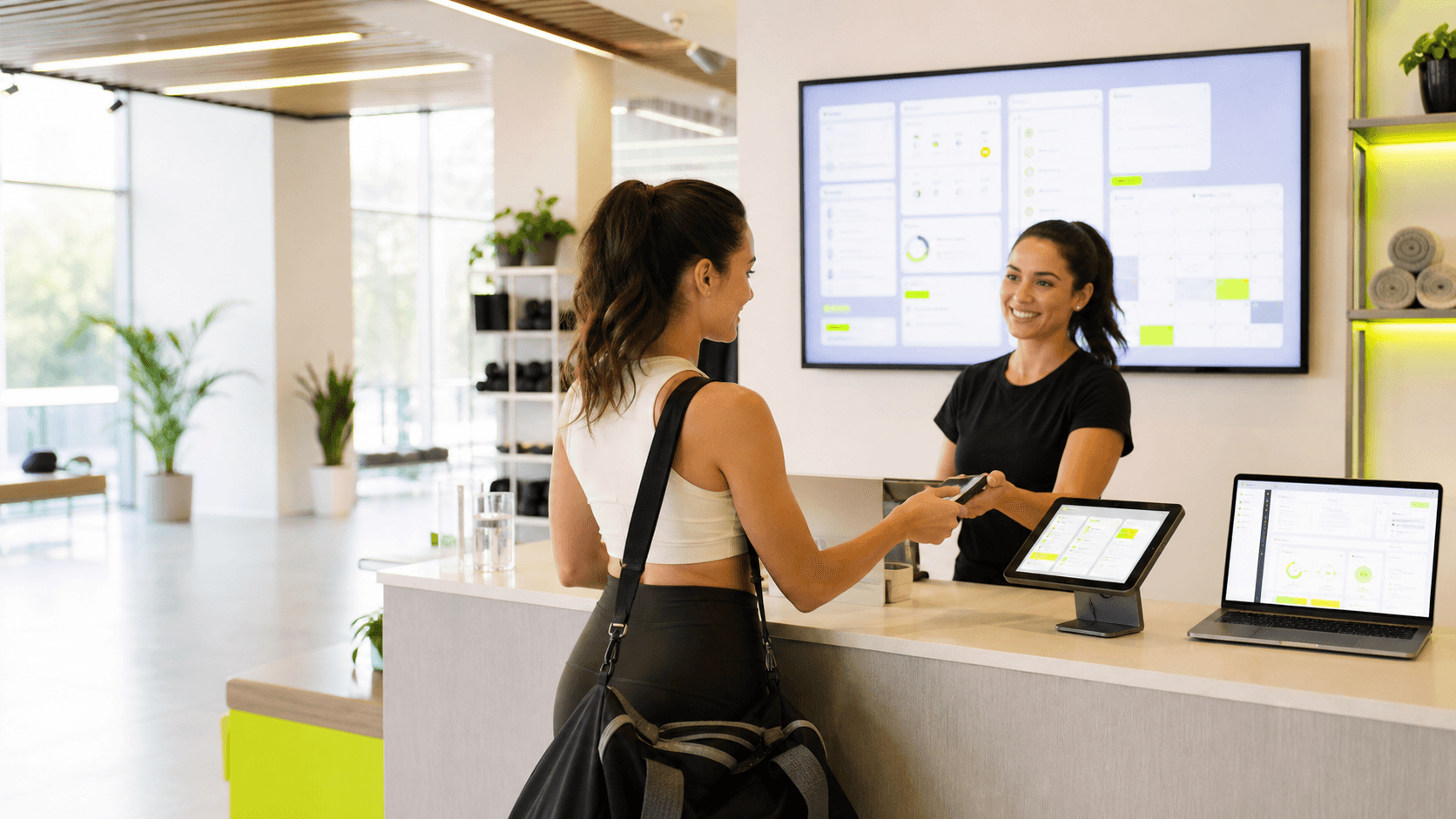 Modern gym front desk using EasyFitHQ
